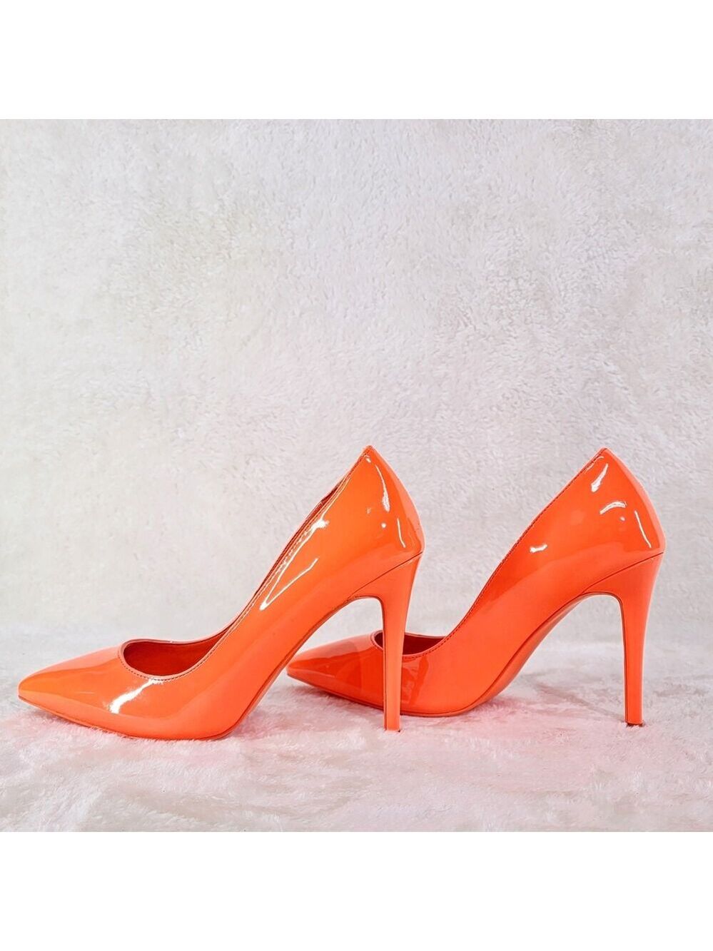 NIB Fabio Neon Orange Patent 4" High Heel Shoes Pointy Toe Pump US Ladies 7-13 - Picture 3 of 9